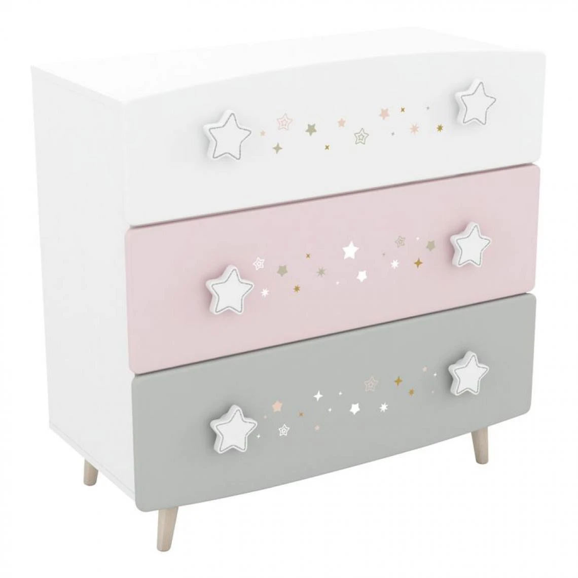 BUT Commode 3 Tiroirs ETOILES 2 Gris, Rose Et Blanc 1 BUT Commode 3 Tiroirs ETOILES 2 Gris, Rose Et Blanc