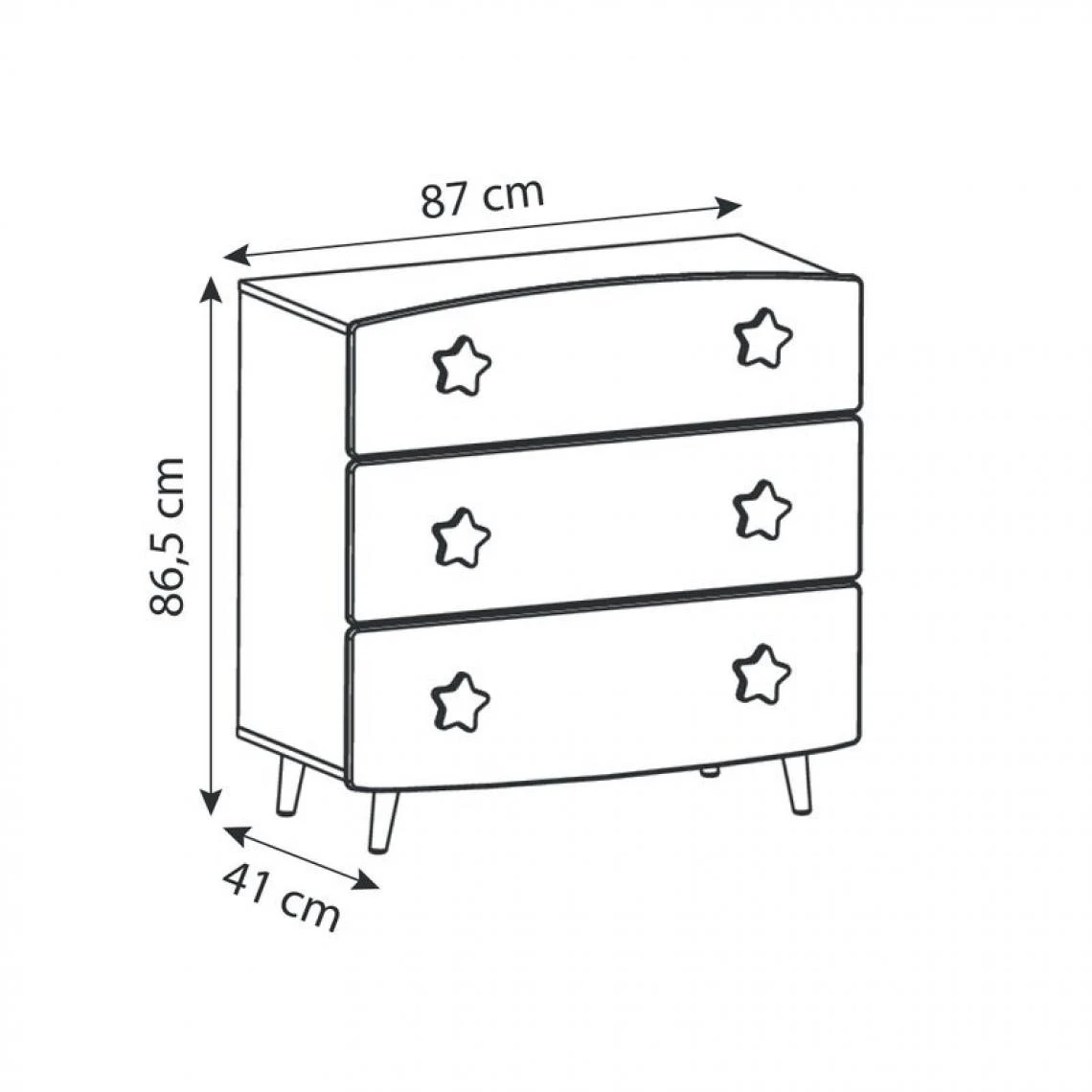BUT Commode 3 Tiroirs ETOILES 2 Gris, Rose Et Blanc 4 BUT Commode 3 Tiroirs ETOILES 2 Gris, Rose Et Blanc – Image 4