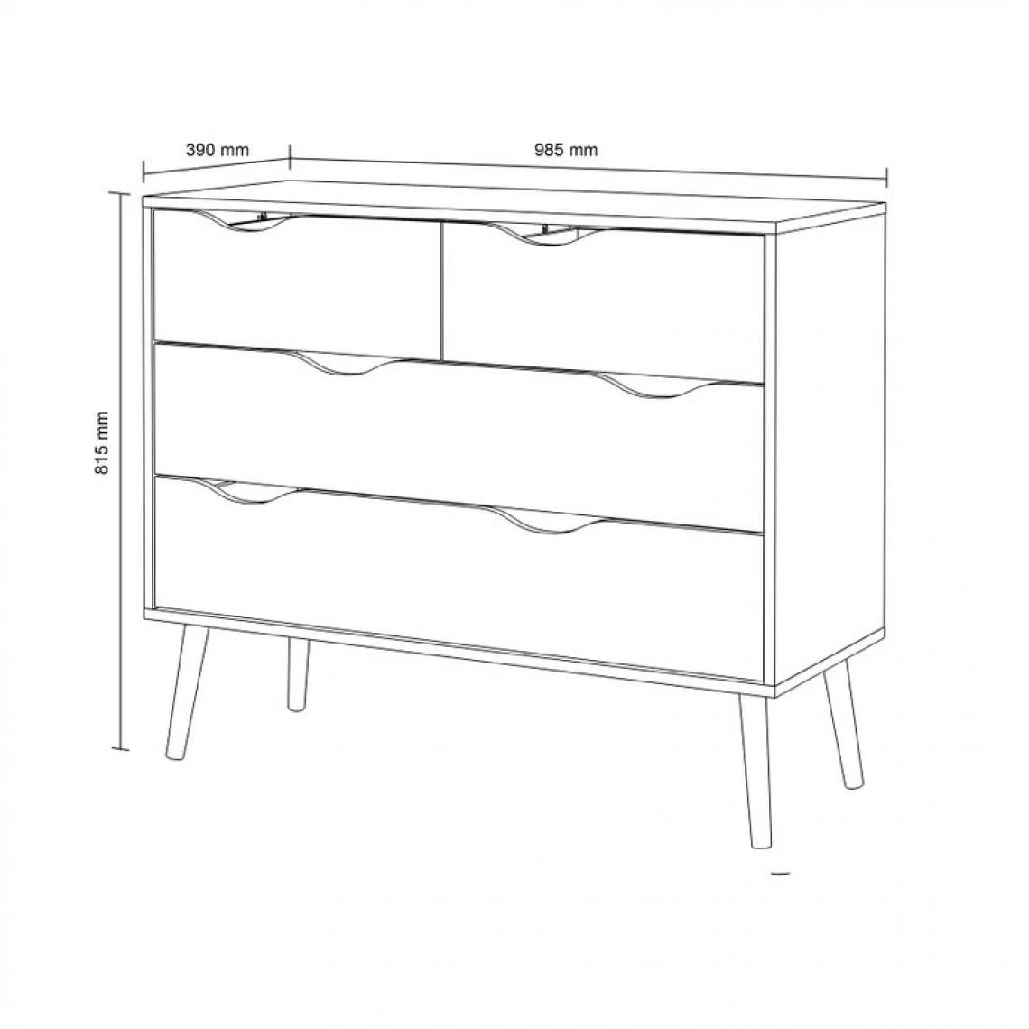 BUT Commode 4 Tiroirs OSLO Blanc/ Imitation Chêne 4 BUT Commode 4 Tiroirs OSLO Blanc/ Imitation Chêne – Image 4