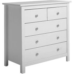 VS VENTA-STOCK Commode 5 Tiroirs Berna Dans Les Tiroirs Blanc, 79 Cm Longueur