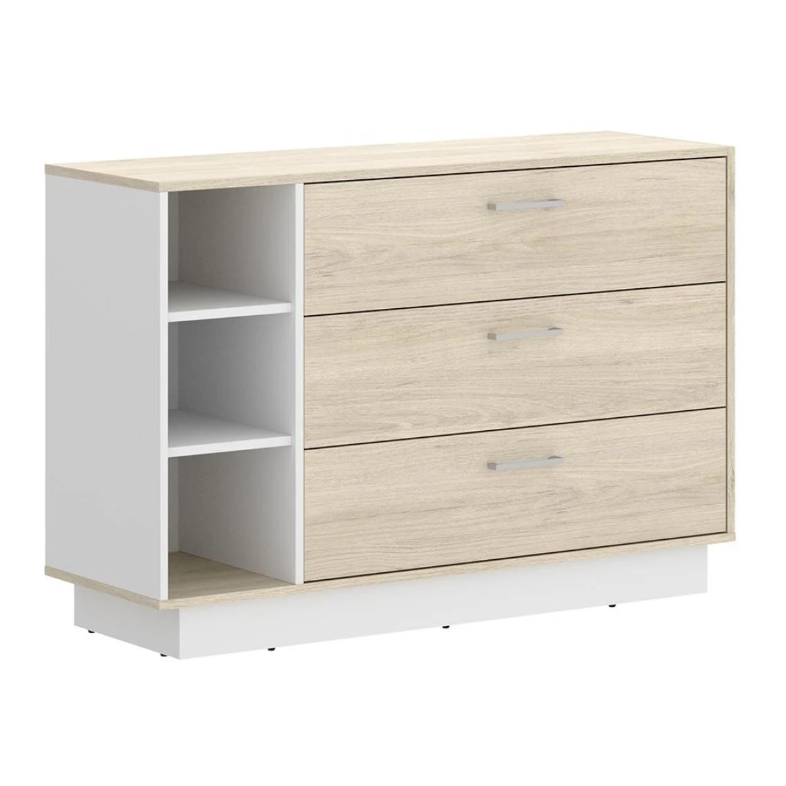Vente-unique Commode 3 Tiroirs Et 3 Niches - Coloris : Naturel Et Blanc - LEANDRE 3 Vente-unique Commode 3 Tiroirs Et 3 Niches - Coloris : Naturel Et Blanc - LEANDRE – Image 3