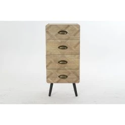 Pegane Commode En Bois MDF Et Pied En Métal Avec 4 Tiroirs - Largeur 37 X Ha...