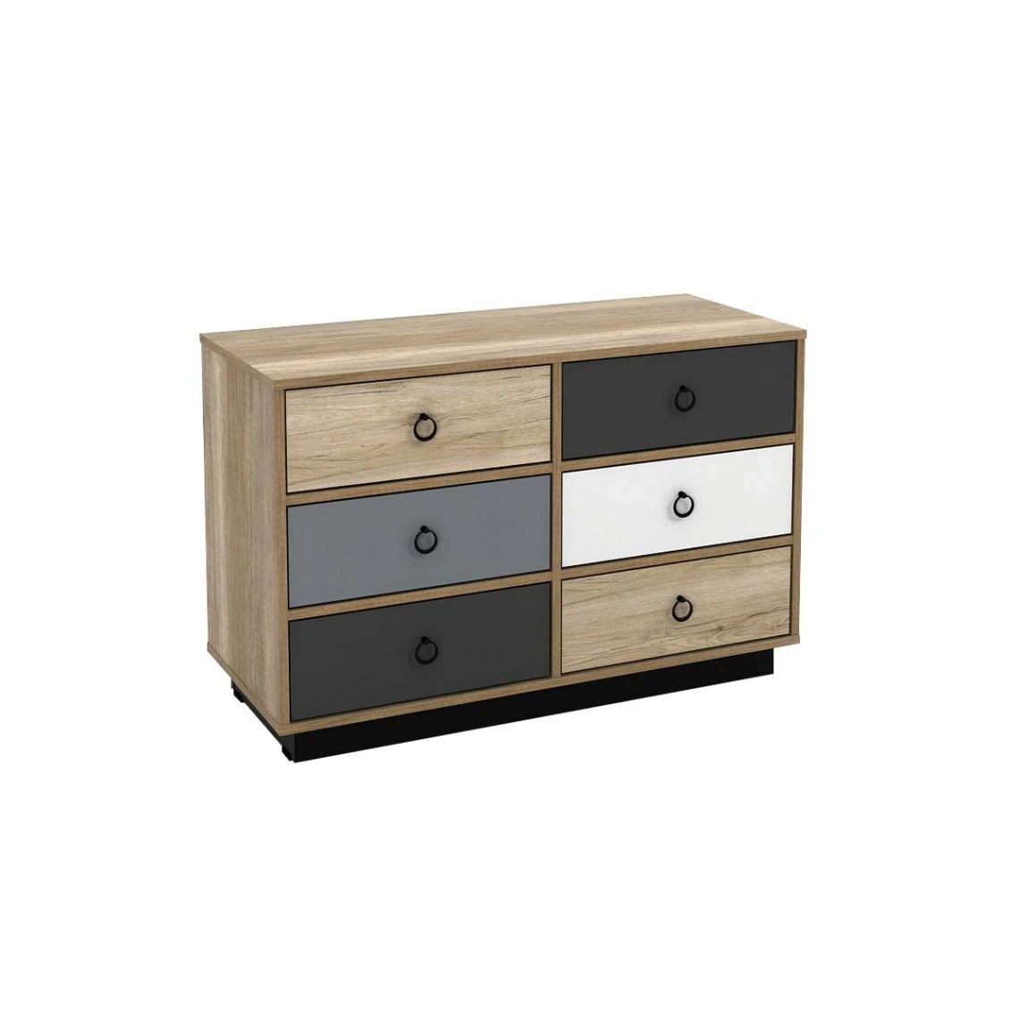 Vente-unique Commode KRYPTON - 6 Tiroirs - Coloris : Chêne, Blanc Et Gris 2 Vente-unique Commode KRYPTON - 6 Tiroirs - Coloris : Chêne, Blanc Et Gris – Image 2