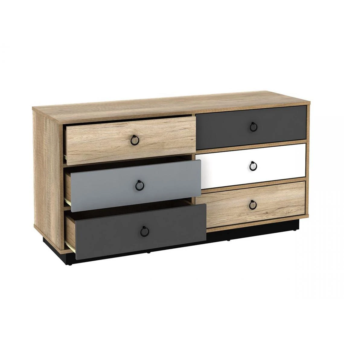 Vente-unique Commode KRYPTON - 6 Tiroirs - Coloris : Chêne, Blanc Et Gris 3 Vente-unique Commode KRYPTON - 6 Tiroirs - Coloris : Chêne, Blanc Et Gris – Image 3