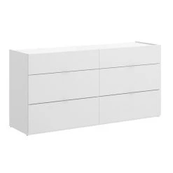 Pegane Commode Meuble De Rangement 6 Tiroirs coloris Blanc - Longueur 120 ...