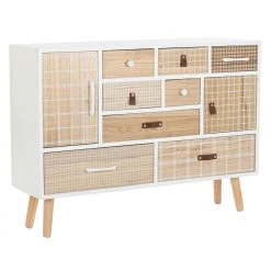 Pegane Commode Meuble De Rangement En Paulownia Coloris Blanc Et Naturel - Lo...