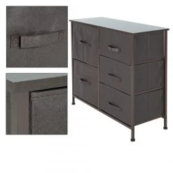Ml-design Commode Meuble De Salon 5 Tiroirs Tissu Gris Cadre Marron 80x30x70 Cm ... -Magasin Dépôt Privé commode meuble de salon 5 tiroirs tissu gris cadre marron 80x30x70 cm ml design 10952126 28605584 1140x1140