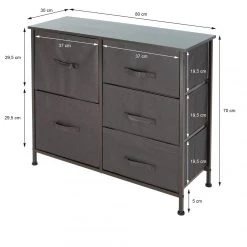 Ml-design Commode Meuble De Salon 5 Tiroirs Tissu Gris Cadre Marron 80x30x70 Cm ... -Magasin Dépôt Privé commode meuble de salon 5 tiroirs tissu gris cadre marron 80x30x70 cm ml design 10952126 28605588 1140x1140
