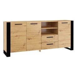 Bim Furniture Commode Nuka D 197 Cm Buffet Haut En Chêne Artisan Noir