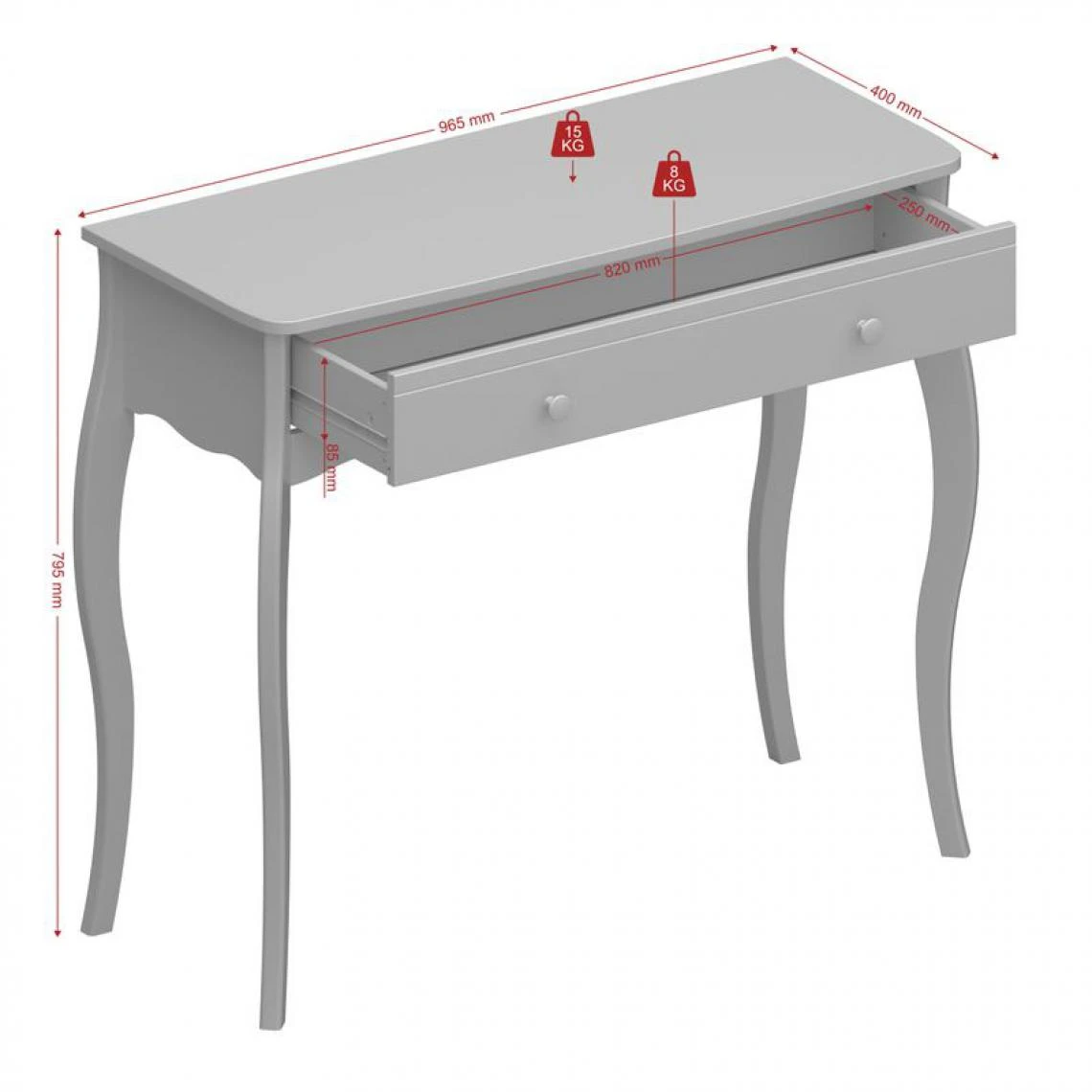 Zandiara Console 1 Tiroir BARROCO Blanc 3 Zandiara Console 1 Tiroir BARROCO Blanc – Image 3