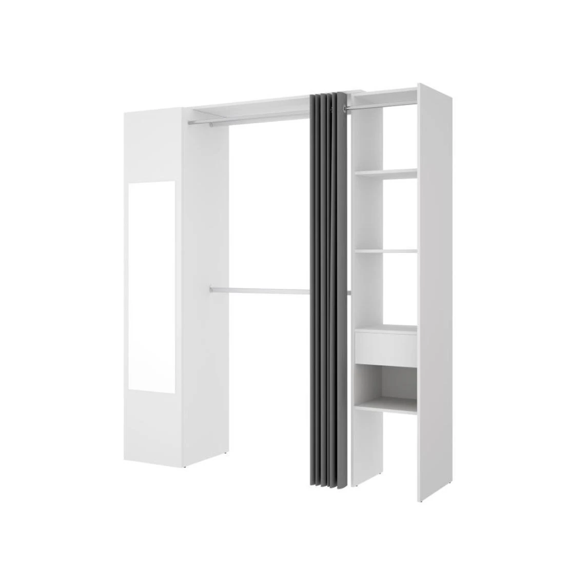 Vente-unique Dressing Avec Rideau Et 1 Porte - Avec Miroir - L177 Cm - Blanc Et Gr... 4 Vente-unique Dressing Avec Rideau Et 1 Porte - Avec Miroir - L177 Cm - Blanc Et Gr... – Image 4
