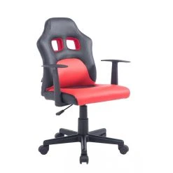 Decoshop26 Fauteuil Chaise De Bureau Pour Enfant En Similicuir Rouge Hauteur Rég...