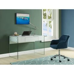Vente-unique Chaise De Bureau - Tissu - Bleu - Hauteur Réglable - HEKA