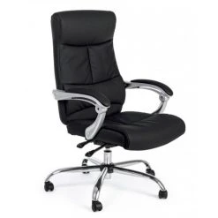 Webmarketpoint Fauteuil De Bureau Inclinable Lisbon En Similicuir Noir Avec Accoudoir...