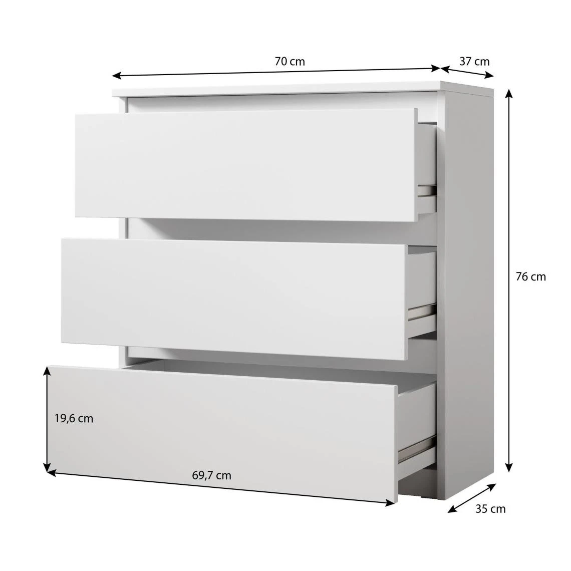 Furnix Commode / Meuble De Rangement ARENAL Avec 3 Tiroirs 70 X 37 X 7... 4 Furnix Commode / Meuble De Rangement ARENAL Avec 3 Tiroirs 70 X 37 X 7... – Image 4