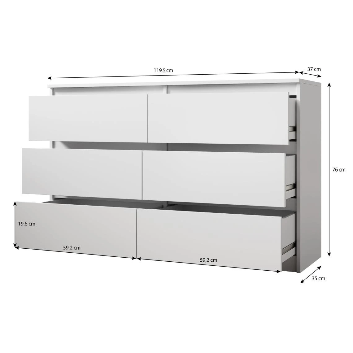 Furnix Commode / Meuble De Rangement ARENAL Avec 6 Tiroirs 119 X 37 X ... 3 Furnix Commode / Meuble De Rangement ARENAL Avec 6 Tiroirs 119 X 37 X ... – Image 3
