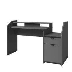 PARISOT - Bureau De Jeu - Décor Gris Et Noir - L 154xp 92xh 68 Cm - G...