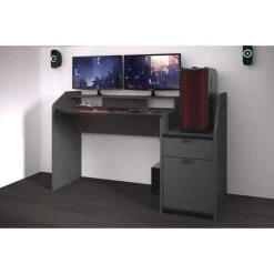 PARISOT - Bureau De Jeu - Décor Gris Et Noir - L 154xp 92xh 68 Cm - G... -Magasin Dépôt Privé gaming bureau de jeu decor gris et noir l 154 x p 92 x h 68 cm 5918412 23206833 1140x1140