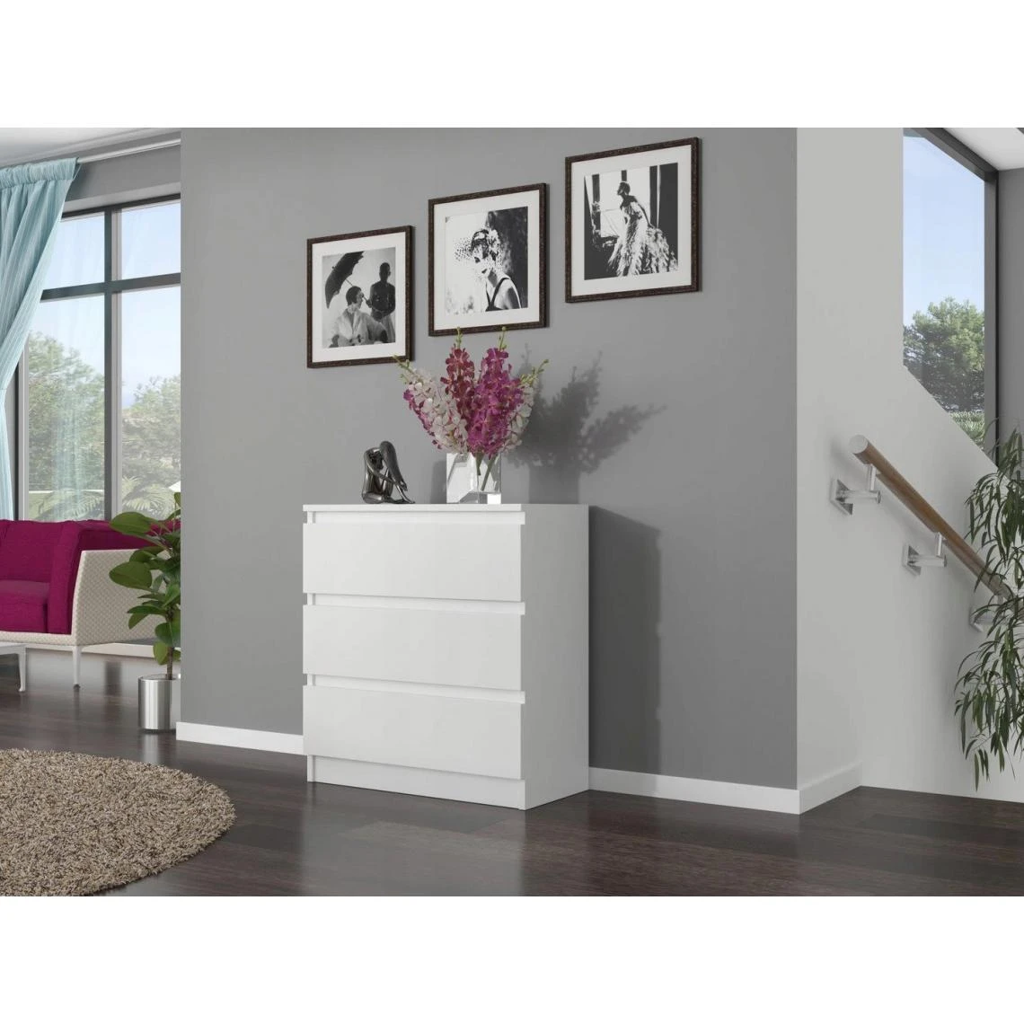 Hucoco GENEVA | Commode Contemporaine Chambre Salon Bureau | 70x40x76 | 3 Tir... 2 Hucoco GENEVA | Commode Contemporaine Chambre Salon Bureau | 70x40x76 | 3 Tir... – Image 2