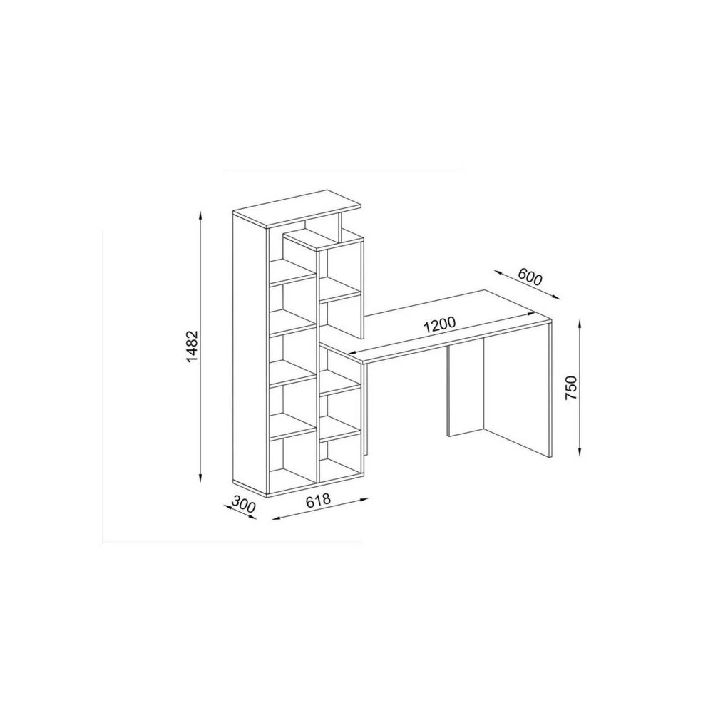 HOMEMANIA Bureau Poly Avec Bibliothèque Intégrée - Avec Étagères ... 3 HOMEMANIA Bureau Poly Avec Bibliothèque Intégrée - Avec Étagères ... – Image 3