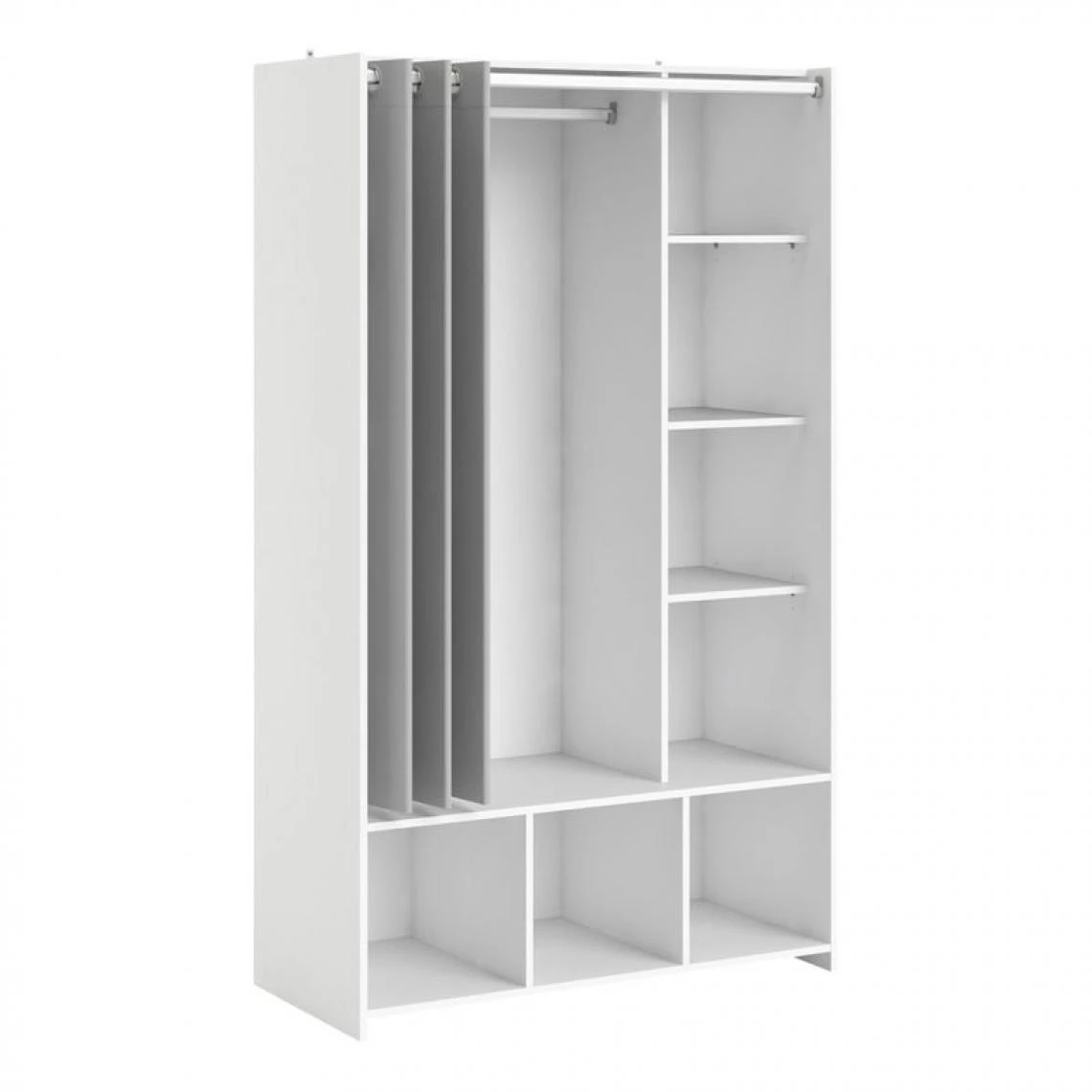 BUT Kit Dressing Avec Rideau Gris L.105 Cm OPTIMAL 2 Blanc 1 BUT Kit Dressing Avec Rideau Gris L.105 Cm OPTIMAL 2 Blanc