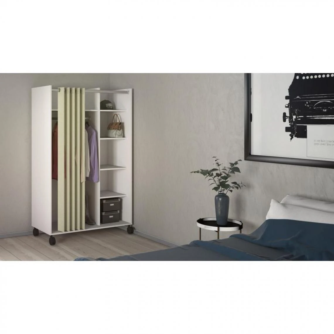 BUT Kit Dressing Avec Rideau L.100 Cm MOVE Blanc 5 BUT Kit Dressing Avec Rideau L.100 Cm MOVE Blanc – Image 5