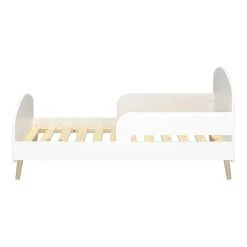 Pegane Lit Junior En MDF Coloris Blanc Et Chêne Naturel - Longueur 144,10 X ...
