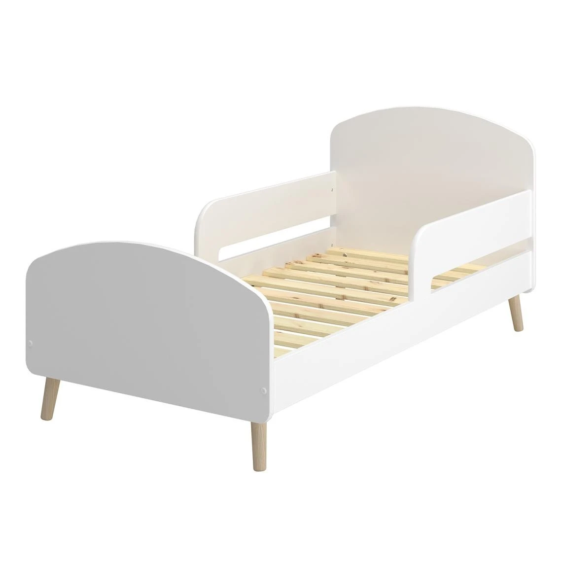 Pegane Lit Junior En MDF Coloris Blanc Et Chêne Naturel - Longueur 144,10 X ... 3 Pegane Lit Junior En MDF Coloris Blanc Et Chêne Naturel - Longueur 144,10 X ... – Image 3