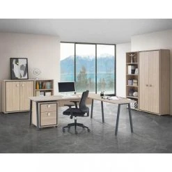 Altobuy LYDIA - Bureau 200cm + Extension + Caisson H64cm + 4 Meubles De Rangem...