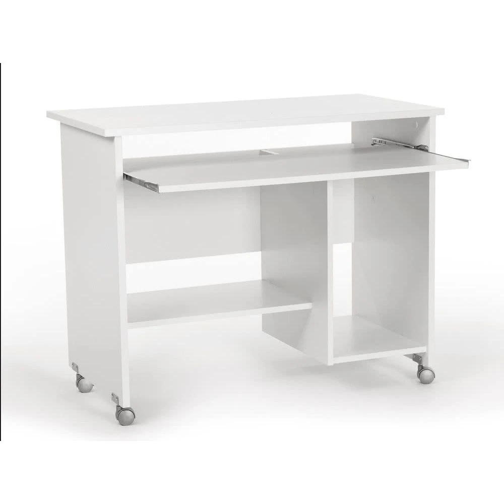 Germania Bureau Informatique En Bois Blanc à Roulettes WATCH 1 Germania Bureau Informatique En Bois Blanc à Roulettes WATCH