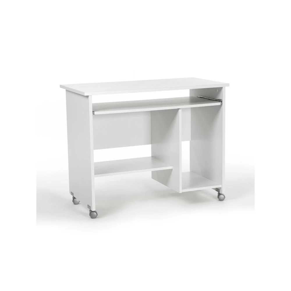 Germania Bureau Informatique En Bois Blanc à Roulettes WATCH 2 Germania Bureau Informatique En Bois Blanc à Roulettes WATCH – Image 2