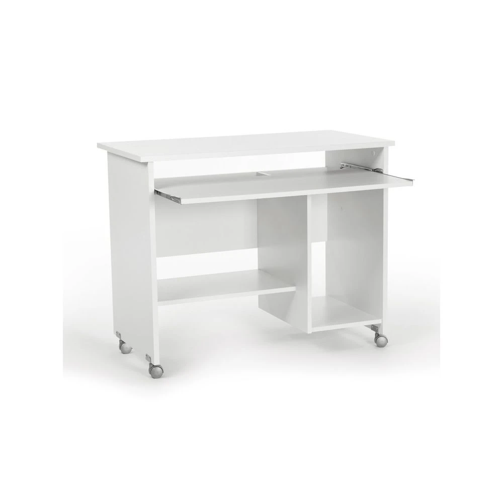 Germania Bureau Informatique En Bois Blanc à Roulettes WATCH 3 Germania Bureau Informatique En Bois Blanc à Roulettes WATCH – Image 3