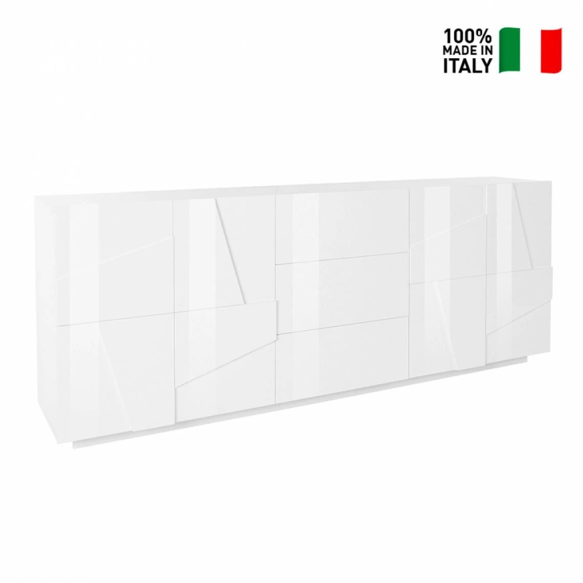 Ahd Amazing Home Design Meuble Buffet Design Salon 4 Portes 3 Tiroirs 220cm Blanc Brillant Pin... 2 Ahd Amazing Home Design Meuble Buffet Design Salon 4 Portes 3 Tiroirs 220cm Blanc Brillant Pin... – Image 2