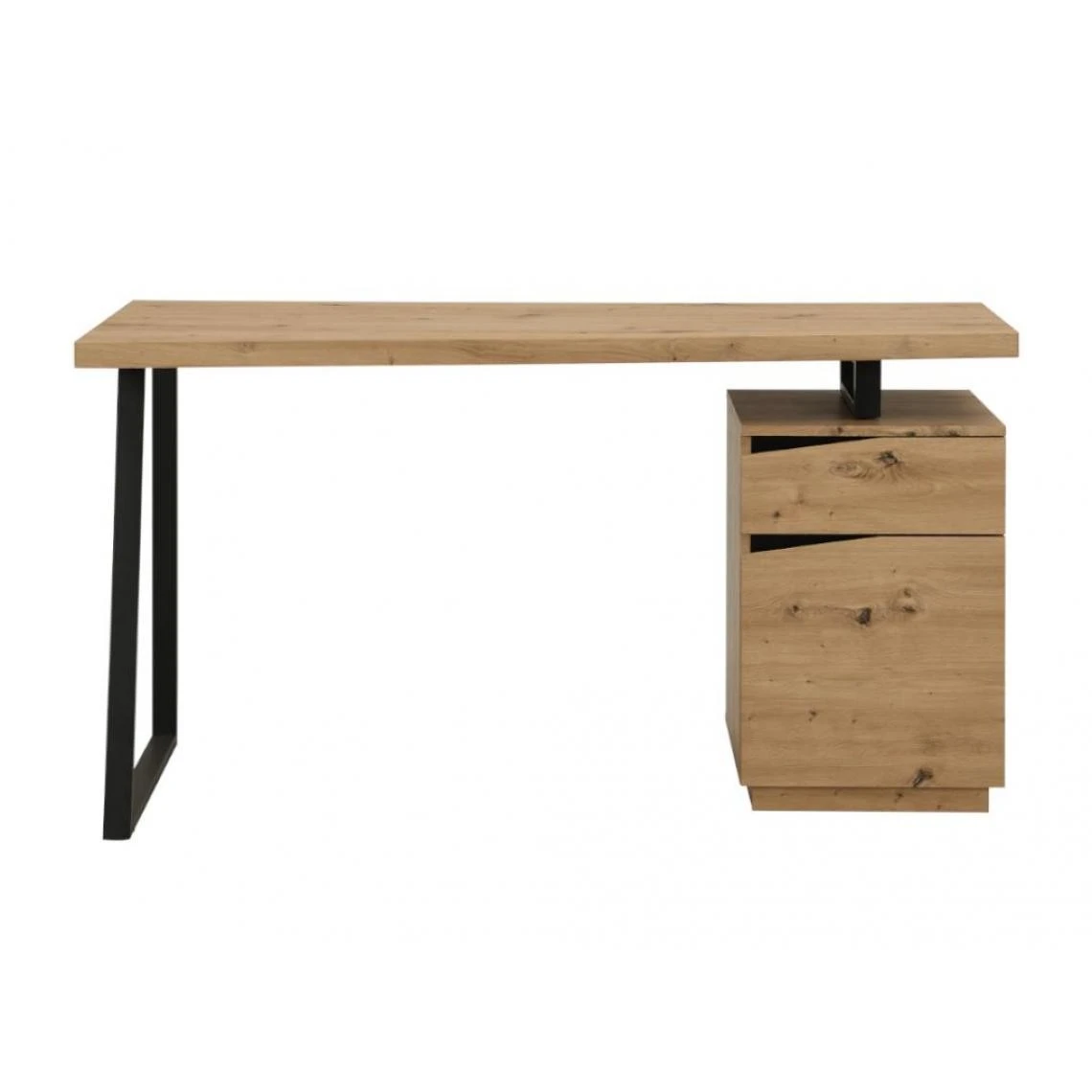 Vente-unique Bureau GOTAMA - 1 Tiroir Et 1 Porte - MDF Et Acier - Chêne Et Noir 3 Vente-unique Bureau GOTAMA - 1 Tiroir Et 1 Porte - MDF Et Acier - Chêne Et Noir – Image 3