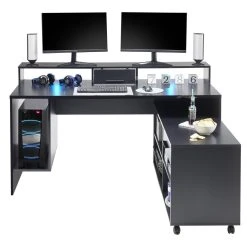 Pegane Meuble De Bureau Gaming En Bois MDF Coloris Noir - Longueur 160 X Haut... -Magasin Dépôt Privé meuble de bureau gaming en bois mdf coloris noir longueur 160 x hauteur 92 x profondeur 70 cm 13670362 37678844 1140x1140