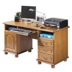 MES Meuble Informatique 1 Porte 3 Tiroirs En Chêne Rustique - LOIC