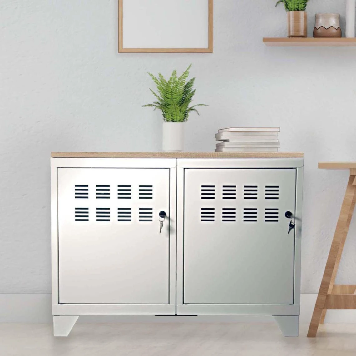 PIERRE HENRY Meuble Rangement Métallique 2 Portes Blanc Mat. 2 PIERRE HENRY Meuble Rangement Métallique 2 Portes Blanc Mat. – Image 2