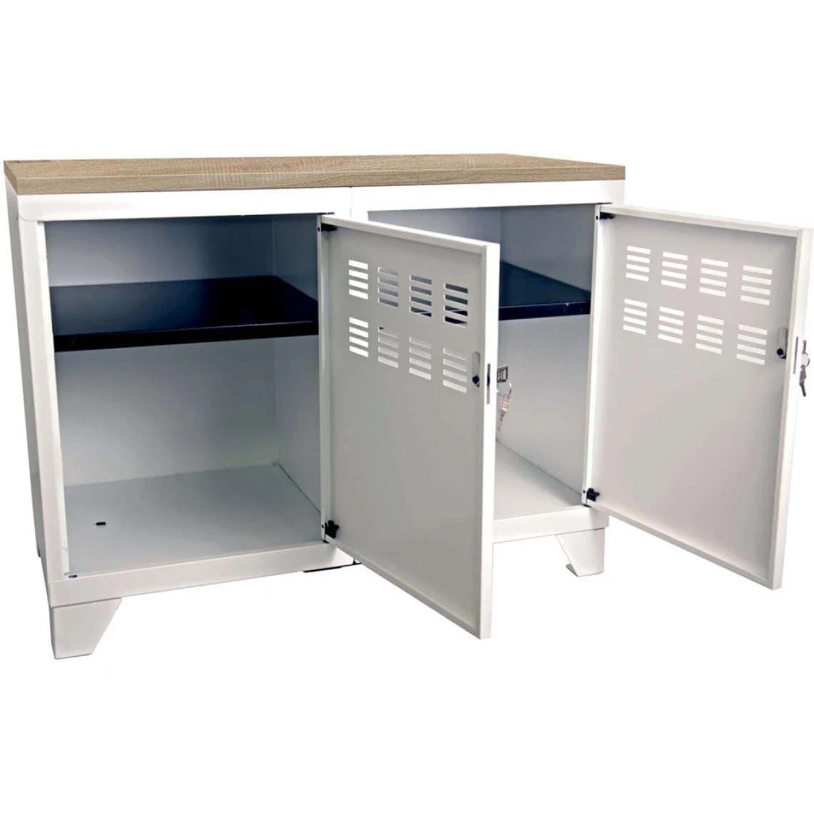 PIERRE HENRY Meuble Rangement Métallique 2 Portes Blanc Mat. 4 PIERRE HENRY Meuble Rangement Métallique 2 Portes Blanc Mat. – Image 4