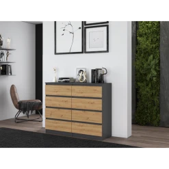 Hucoco MILAN - Commode De Chambre 8 Tiroirs - 138x97x40cm - Meuble De Rangeme... -Magasin Dépôt Privé milan commode de chambre 8 tiroirs 138x97x40cm meuble de rangement style moderne grisetchene 13628256 37488498 1140x1140