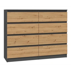 Hucoco MILAN - Commode De Chambre 8 Tiroirs - 40x120x97cm - Style Moderne - M...