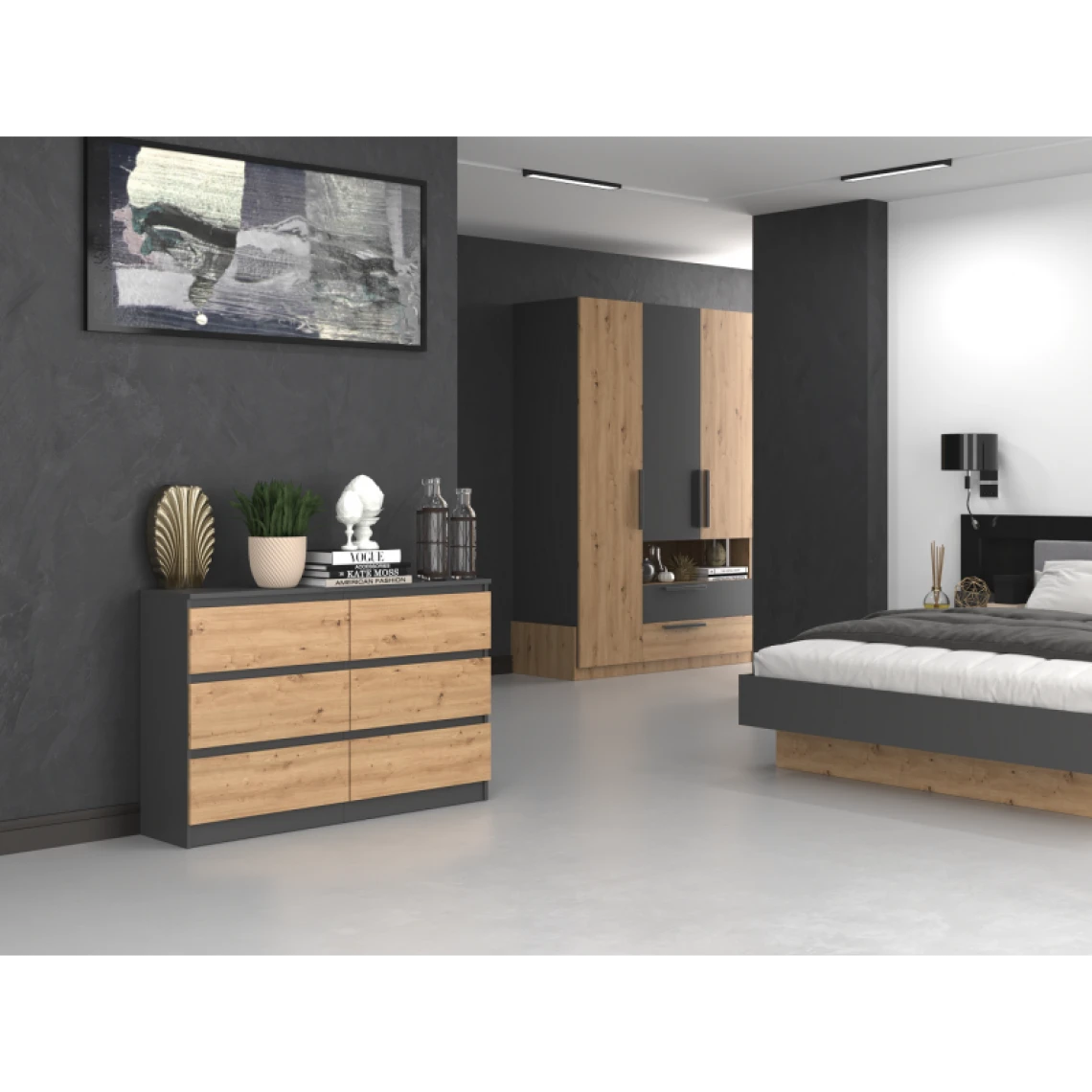 Hucoco MILAN - Commode De Chambre Large 6 Tiroirs - 30x120x77cm - Style Scand... 2 Hucoco MILAN - Commode De Chambre Large 6 Tiroirs - 30x120x77cm - Style Scand... – Image 2