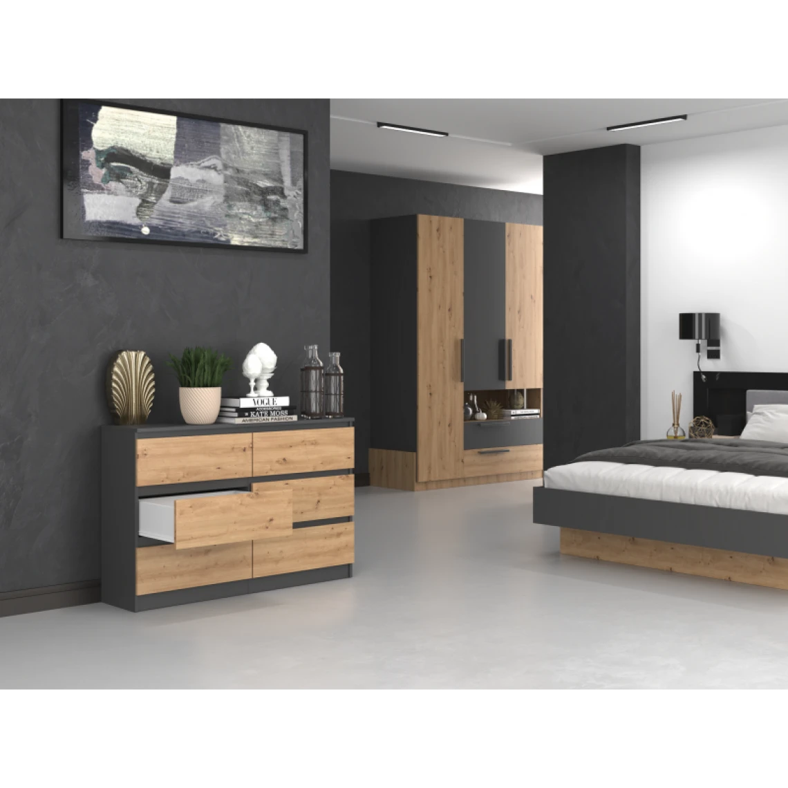 Hucoco MILAN - Commode De Chambre Large 6 Tiroirs - 30x120x77cm - Style Scand... 3 Hucoco MILAN - Commode De Chambre Large 6 Tiroirs - 30x120x77cm - Style Scand... – Image 3