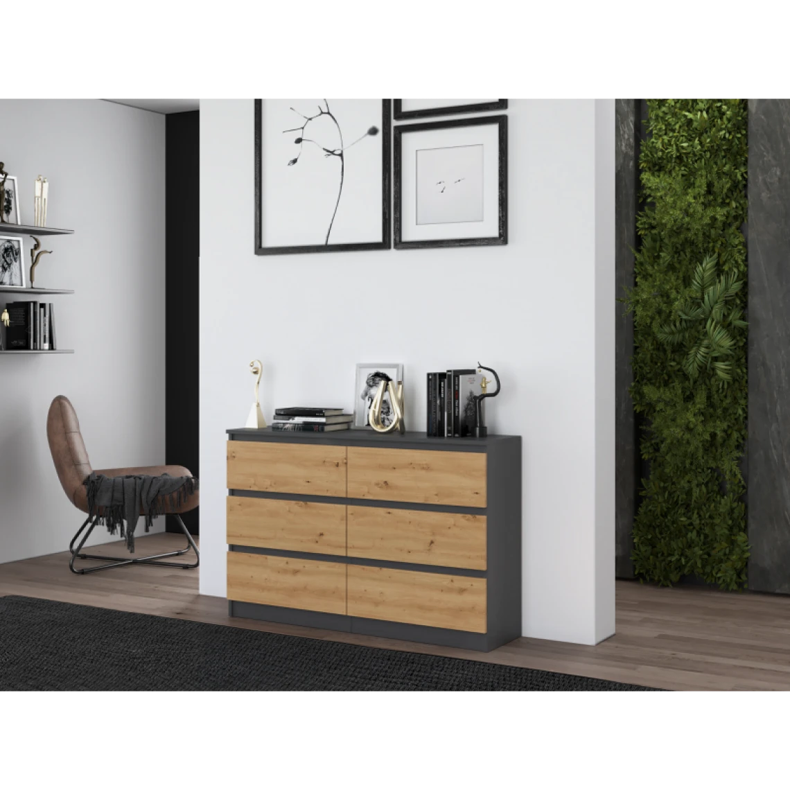 Hucoco MILAN - Commode De Chambre Large 6 Tiroirs - 30x120x77cm - Style Scand... 4 Hucoco MILAN - Commode De Chambre Large 6 Tiroirs - 30x120x77cm - Style Scand... – Image 4