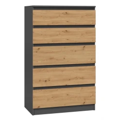 Hucoco MILAN - Commode Moderne 5 Tiroirs - 70x40x112 Cm - Meuble De Rangemen...