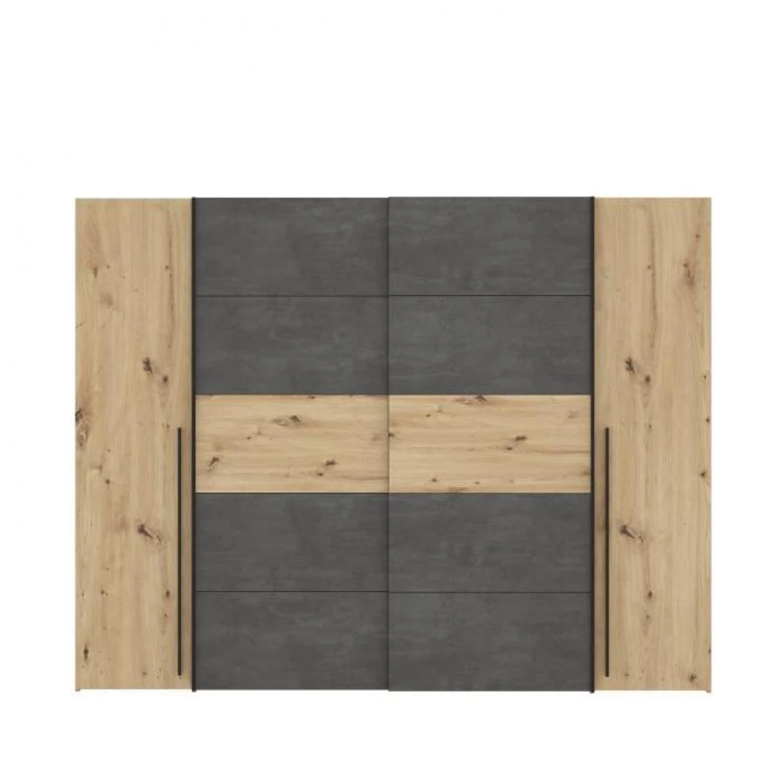 CSTORE NARAGO - Armoire Décor Chêne Artisan Et Béton Gris 2 Portes Batta... 2 CSTORE NARAGO - Armoire Décor Chêne Artisan Et Béton Gris 2 Portes Batta... – Image 2