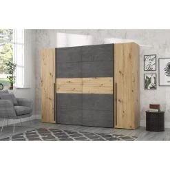 CSTORE NARAGO - Armoire Décor Chêne Artisan Et Béton Gris 2 Portes Batta... 7 CSTORE NARAGO - Armoire Décor Chêne Artisan Et Béton Gris 2 Portes Batta... -Magasin Dépôt Privé narago armoire decor chene artisan et beton gris 2 portes battantes 2 portes coulissantes l 270 3xp 61 2xh 210 cm 10637318 27678140 1140x1140