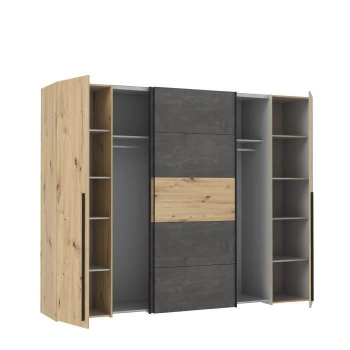 CSTORE NARAGO - Armoire Décor Chêne Artisan Et Béton Gris 2 Portes Batta... 4 CSTORE NARAGO - Armoire Décor Chêne Artisan Et Béton Gris 2 Portes Batta... – Image 4