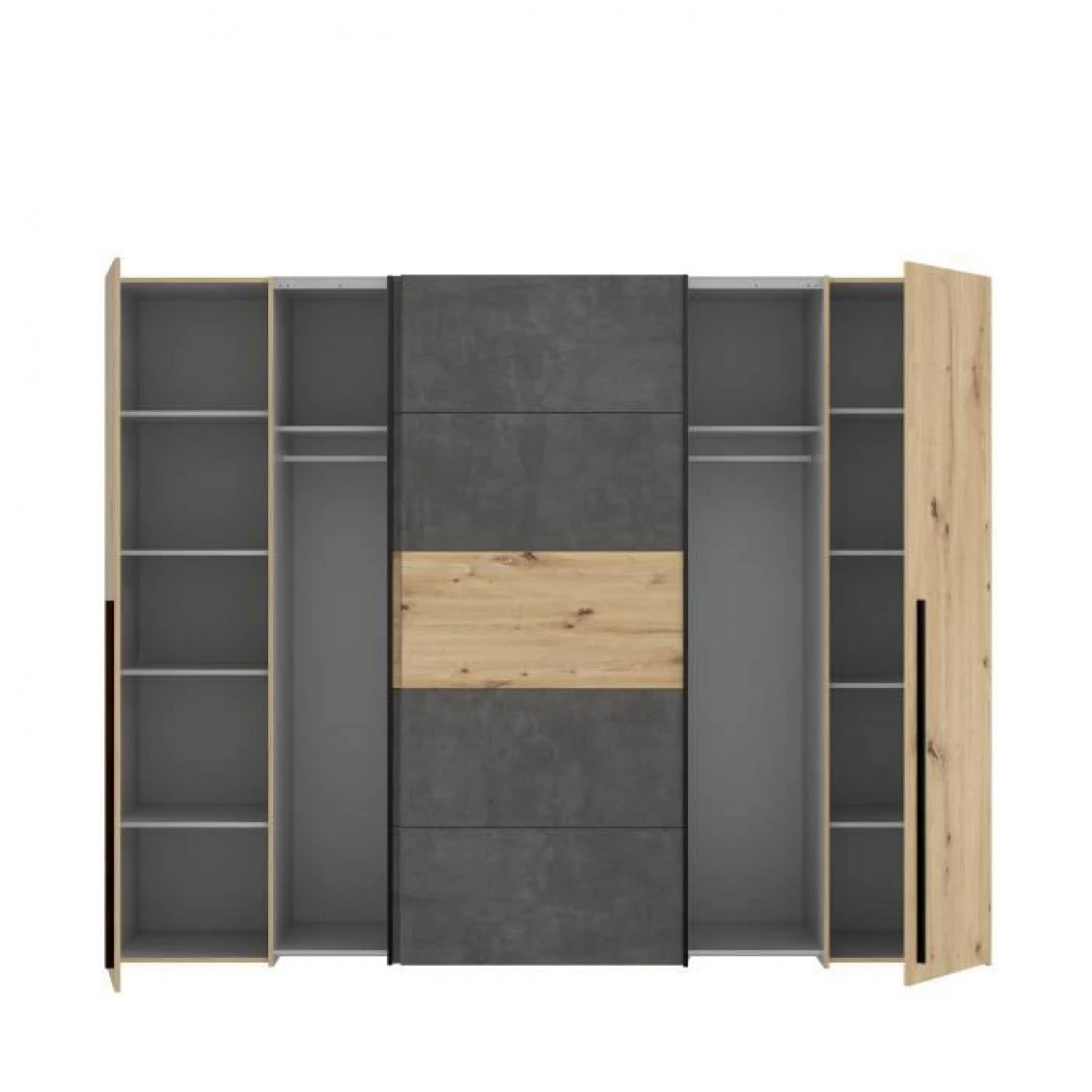 CSTORE NARAGO - Armoire Décor Chêne Artisan Et Béton Gris 2 Portes Batta... 5 CSTORE NARAGO - Armoire Décor Chêne Artisan Et Béton Gris 2 Portes Batta... – Image 5