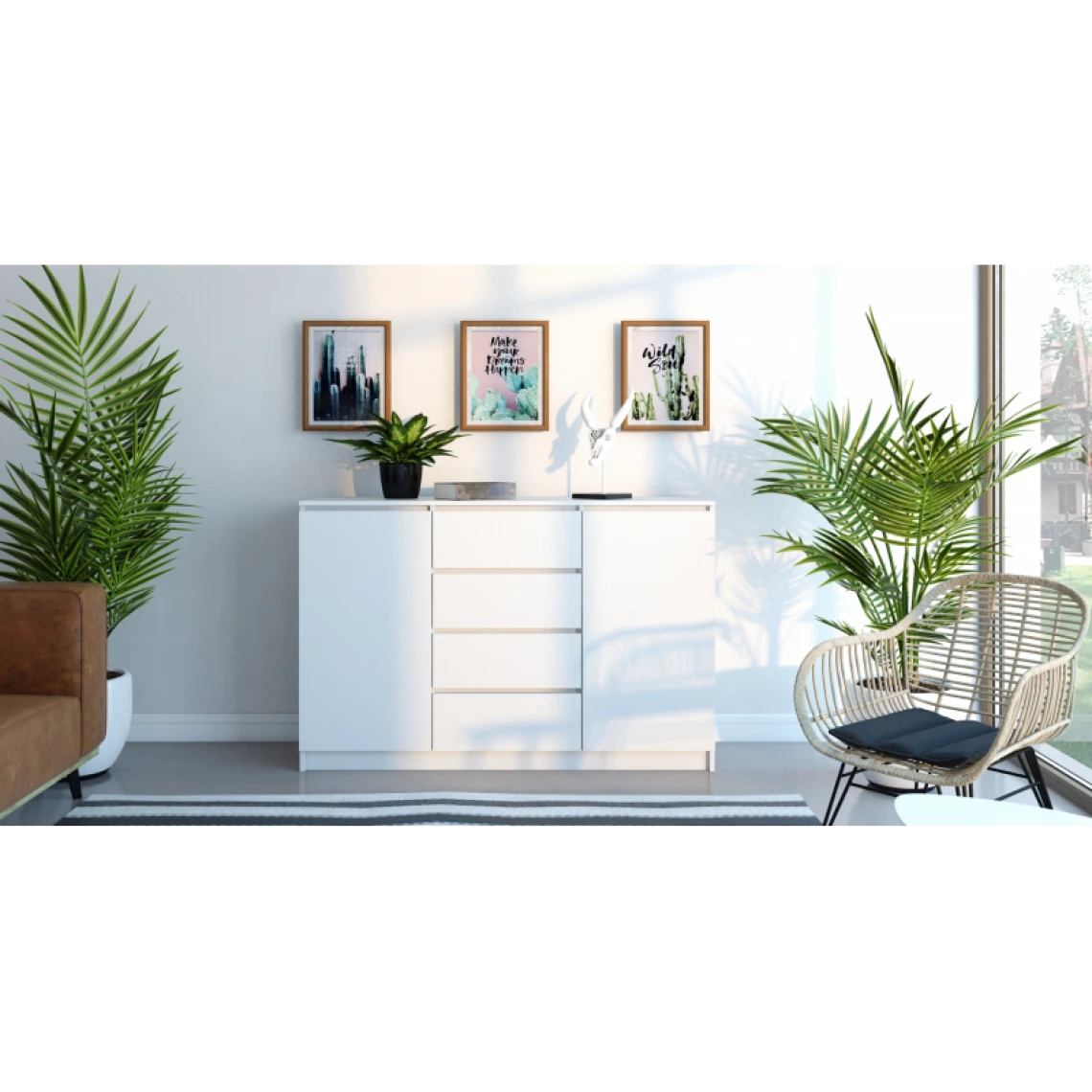 Hucoco PARME 140 | Commode Spacieuse Moderne 97x140x40 Cm | 2 Portes + 4 Tiro... 4 Hucoco PARME 140 | Commode Spacieuse Moderne 97x140x40 Cm | 2 Portes + 4 Tiro... – Image 4