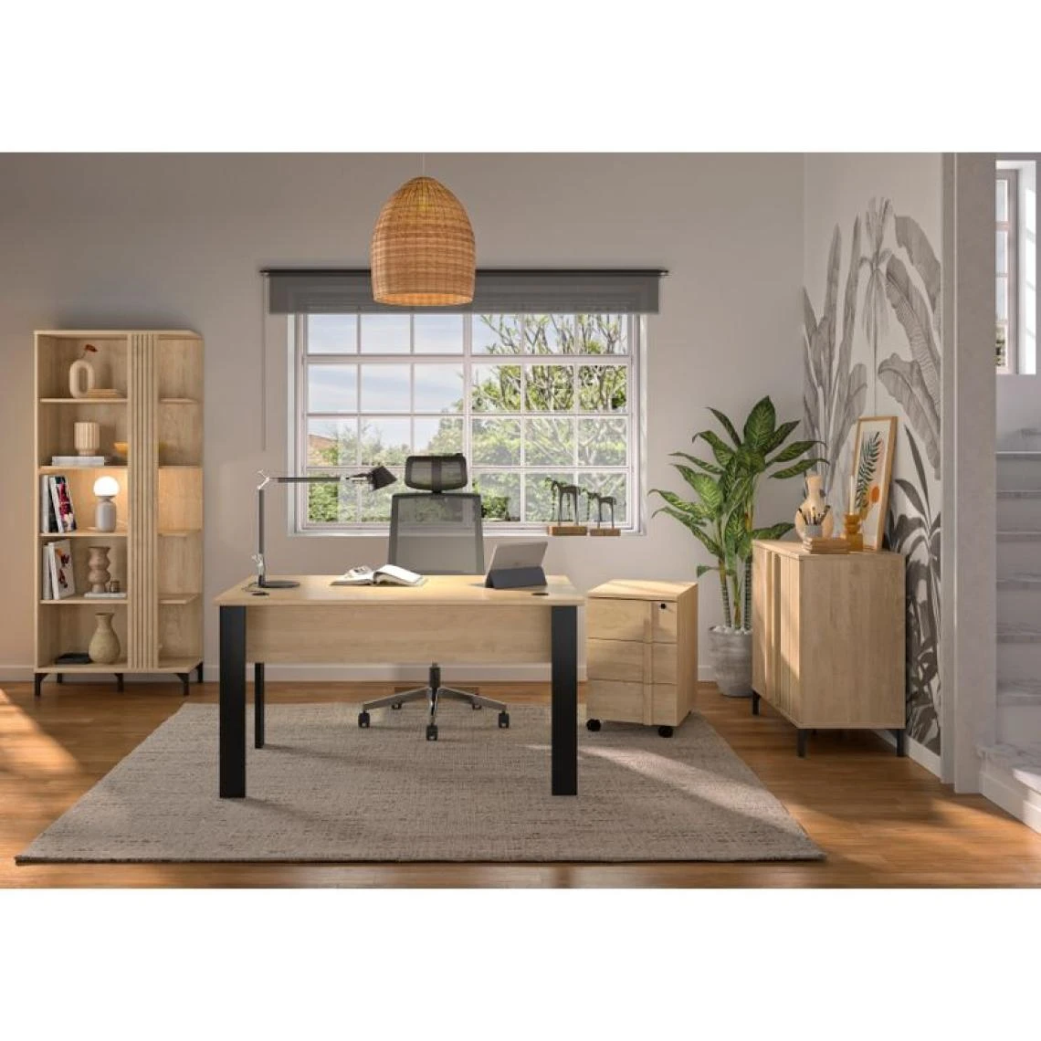 BUT Retour Bureau L. 80 Cm FARO Imitation Chêne Et Noir 4 BUT Retour Bureau L. 80 Cm FARO Imitation Chêne Et Noir – Image 4